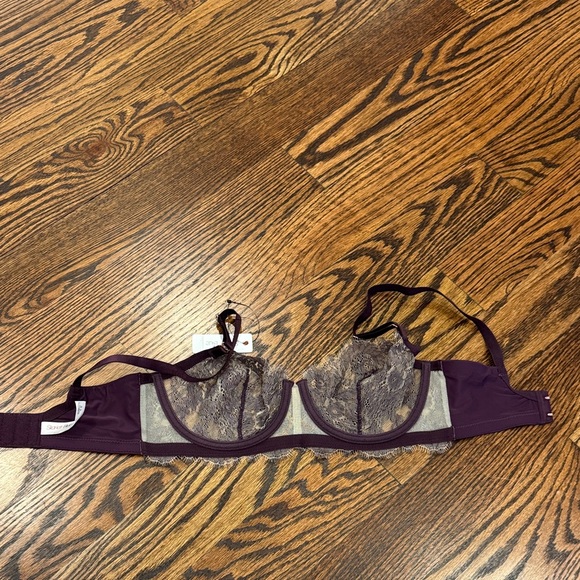 Skarlett Blue Plum Maroon Entice Balconette Lace Bra New With Tags 30DDD/30F - Picture 7 of 9